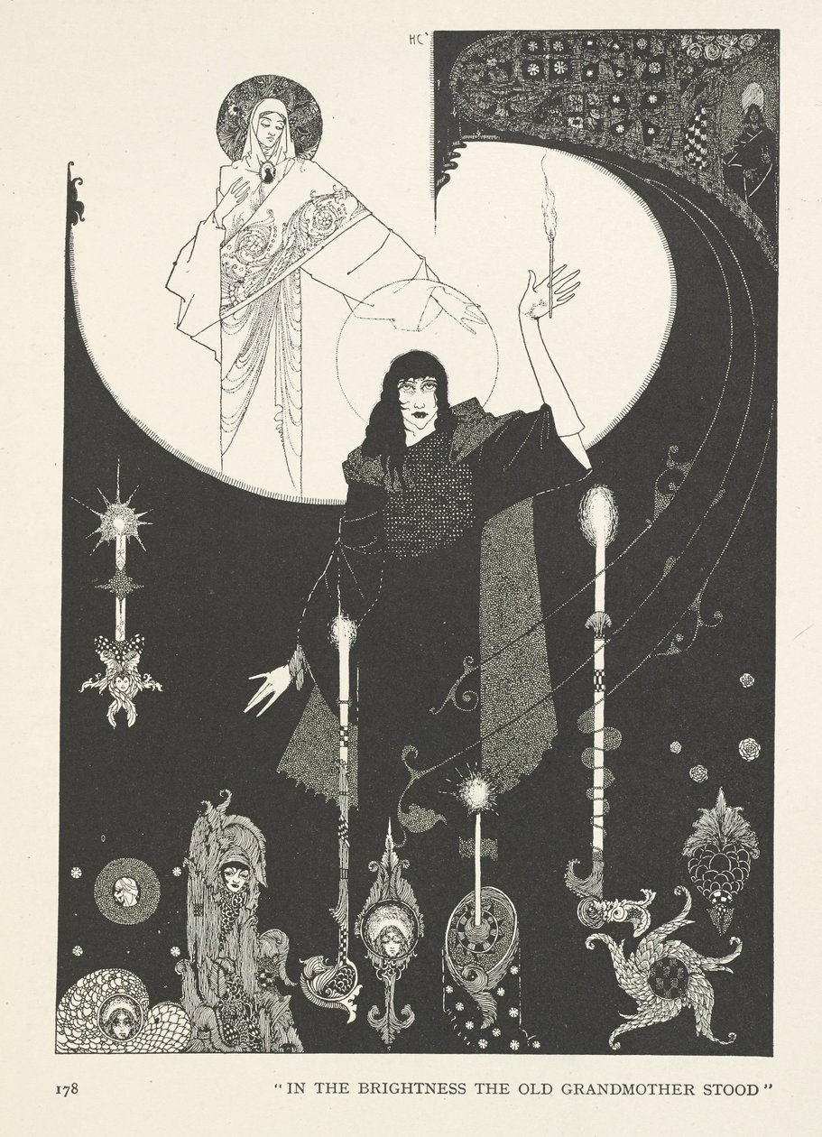Den lille tændstikpige. I lyset stod den gamle bedstemor. af Harry Clarke