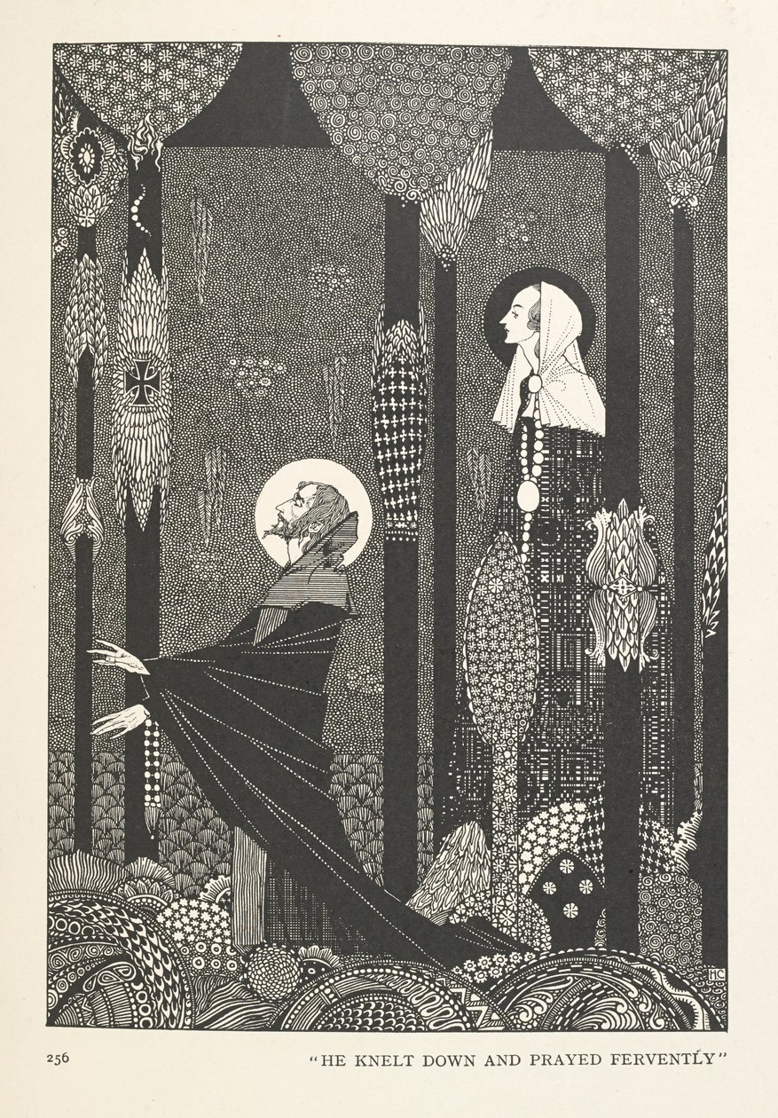 Marskongens Datter. Han knælede ned og bad inderligt. af Harry Clarke
