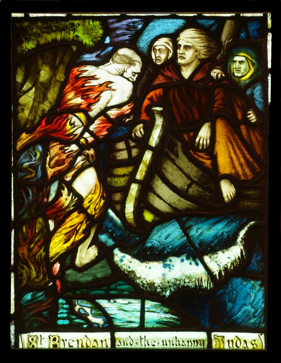 The Meeting of St. Brendan with the Unhappy Judas, 1911, farvet glasvindue af Harry Clarke (1889-1931) af Harry Clarke