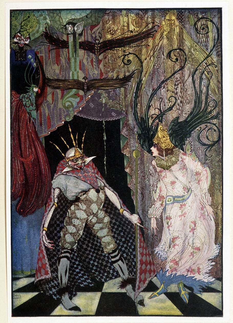 Rejsekammeraten: "" Lad ham få hovedet hugget af"" - i "" Eventyr"" af HC Andersen, ill. af Harry Clarke af Harry Clarke
