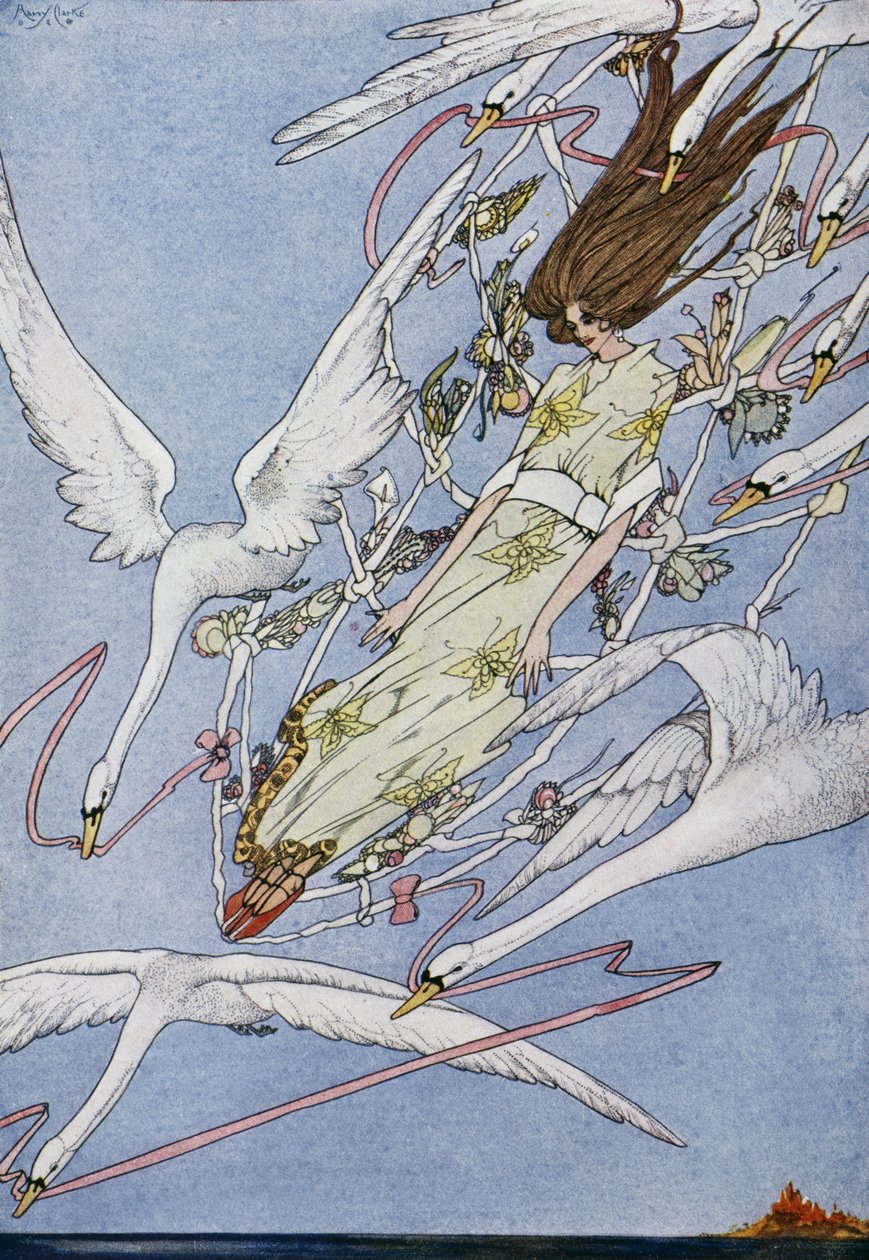 De vilde svaner, eventyr af HC Andersen (1805-1875), illustration af Harry Clarke (1890-1931) af Harry Clarke