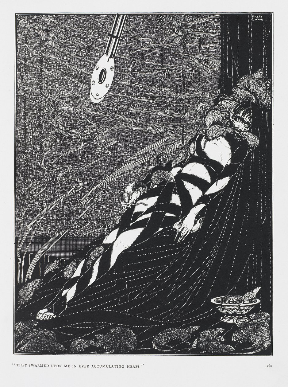 De sværmede over mig i alle bunker. Fra historien The Pit and the Pendulum. af Harry Clarke