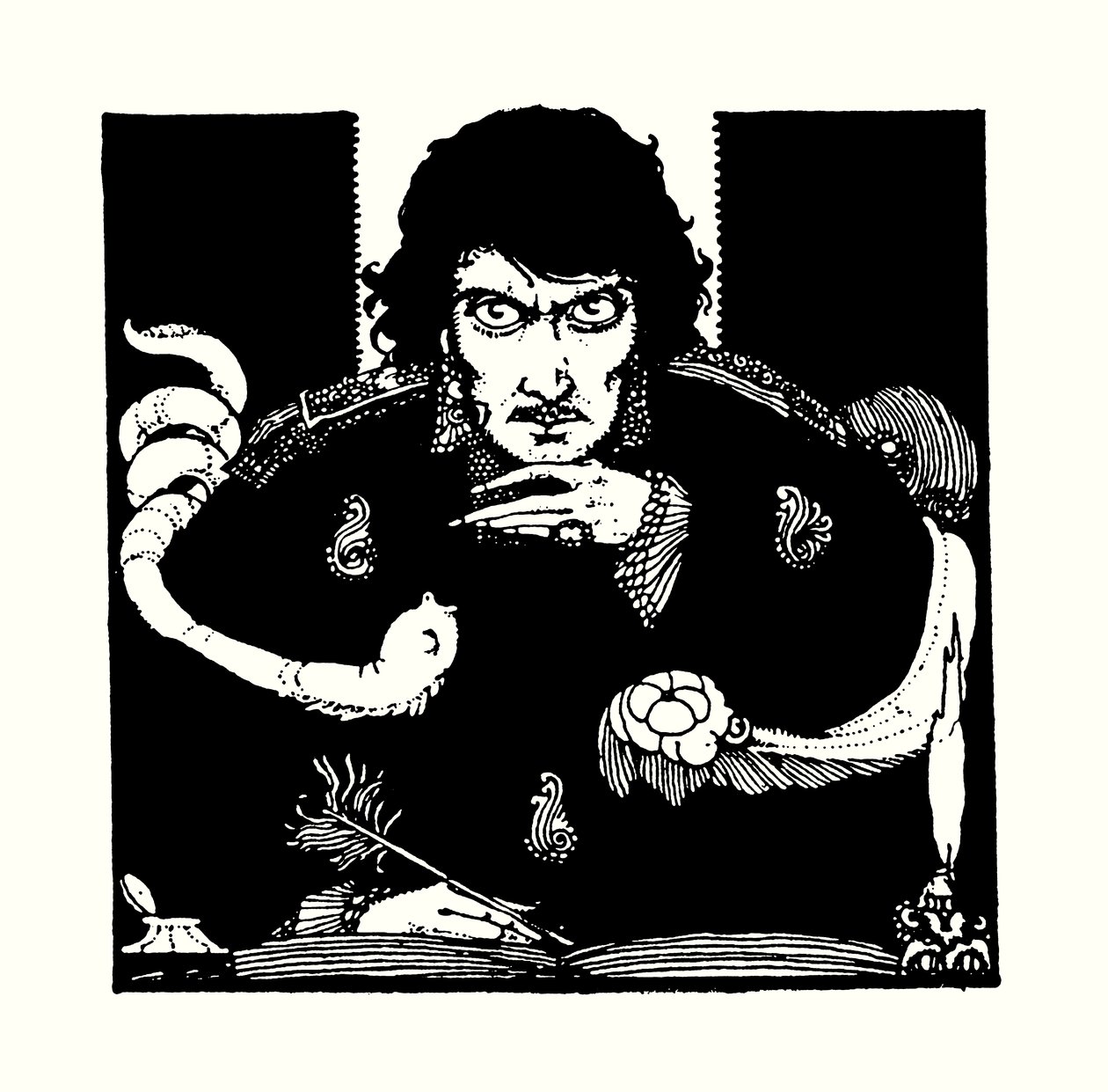 Titelsideillustration til Tales of Mystery and Imagination af Edgar Allan Poe (farvelitografi) af Harry Clarke