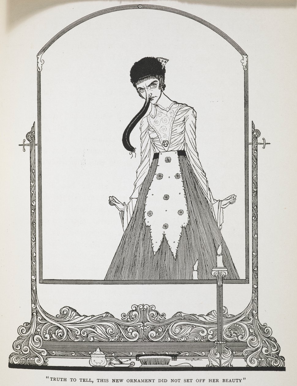 "Sandt at sige, dette nye ornament satte ikke gang i hendes skønhed." Illustration til historien, 
