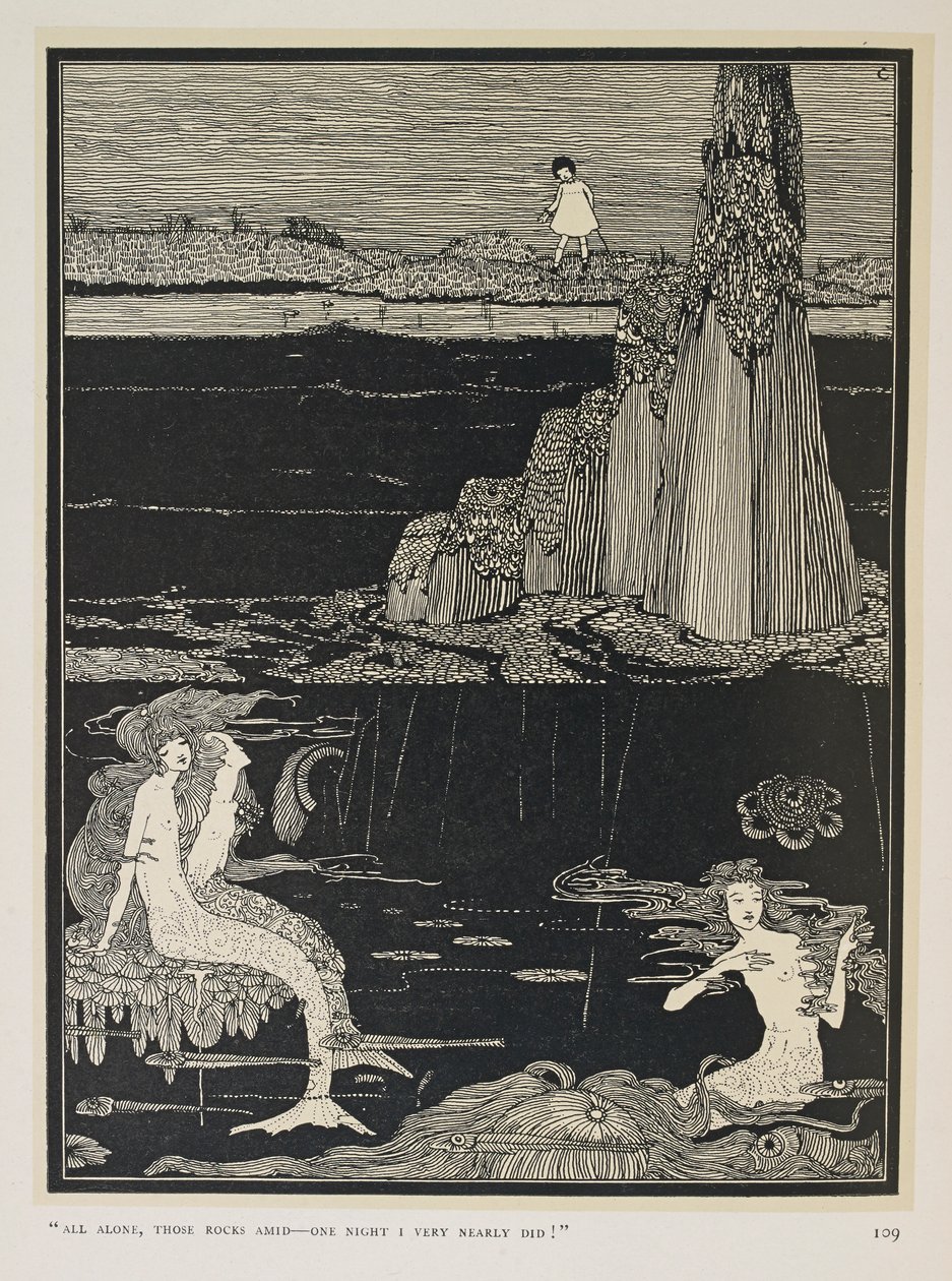Hyvin Melkein! "Kaikki yksin, ne kivet keskellä - eräänä yönä melkein onnistuin!" Kolme merenneitoa af Harry Clarke