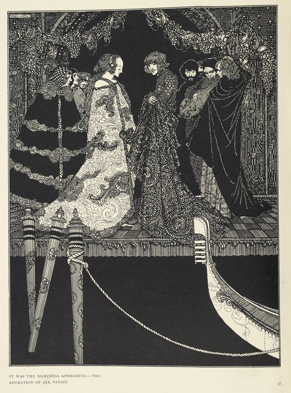"det var Marchesa Aphrodite - hele Venedigs tilbedelse". Illustration til historien 