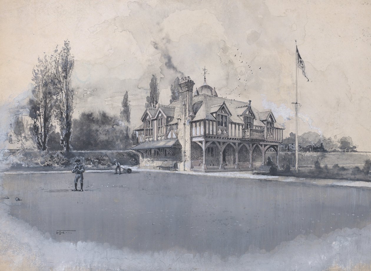 Atletikklubben på Bowling Green, ca. 1900. af Harry Fenn