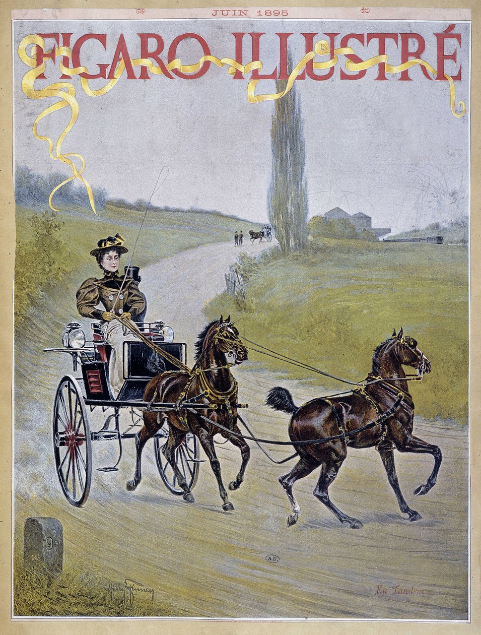 Kvinde kører en vogn - ko. i "" Figaro Illustrated"" af Harry Finney