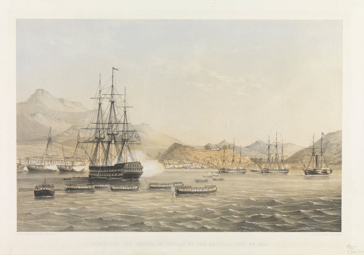 Briternes indtagelse af øen Chusan 5. juli 1840 af Harry Francis Darell