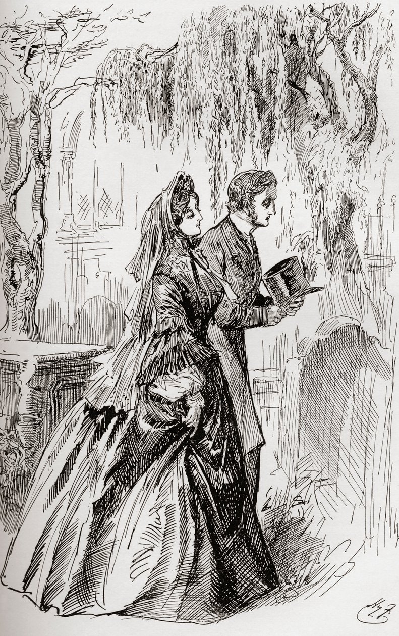 Estella og Pip. "Jeg så ingen skygge af en anden afsked fra hende." af Harry Furniss