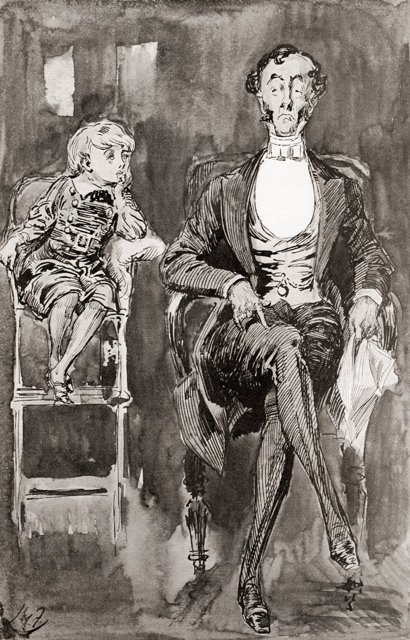 Illustration af Harry Furniss til Charles Dickens-romanen Dombey and Son, fra The Testimonial Edition, udgivet 1910. af Harry Furniss