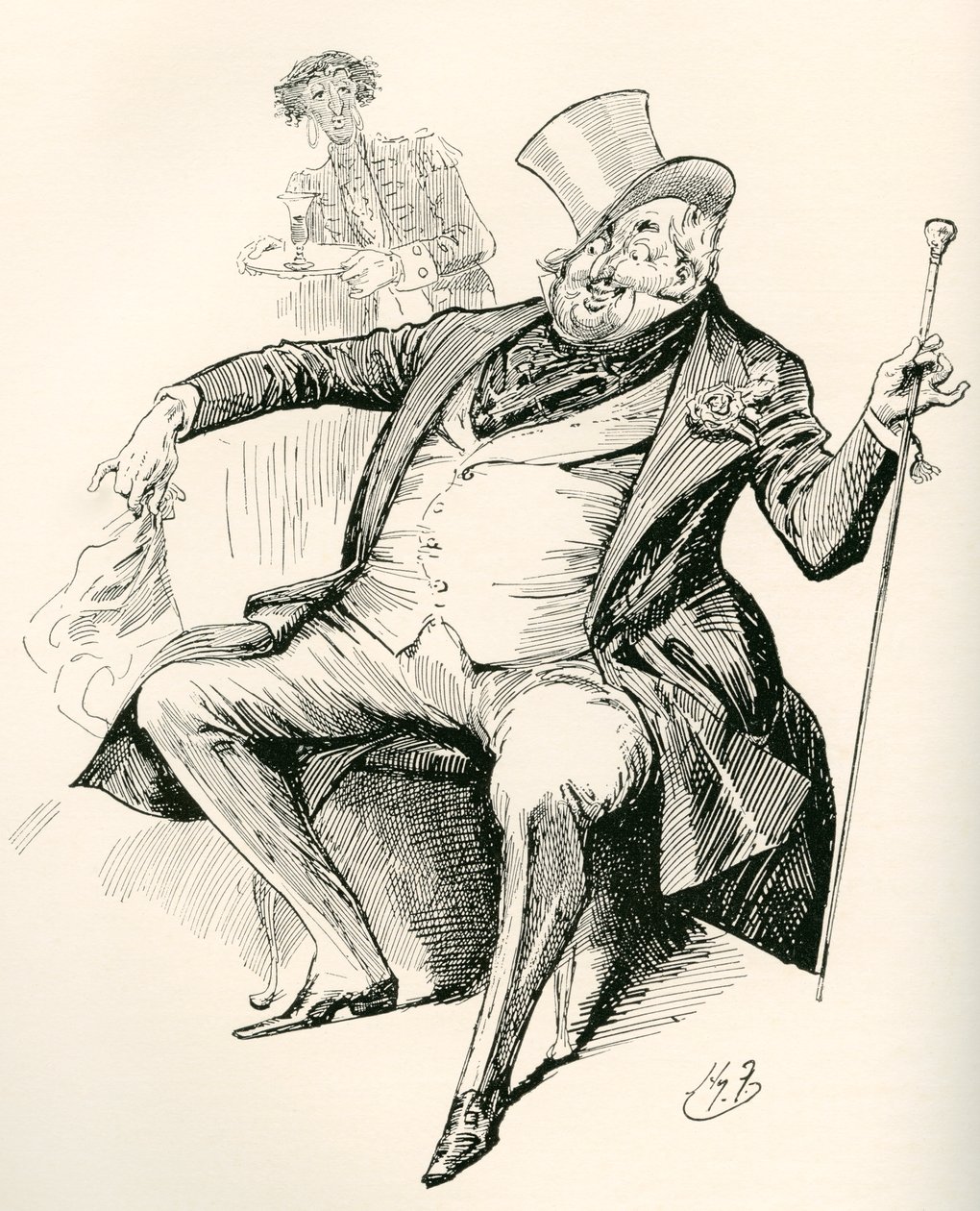 Joey B. Illustration af Harry Furniss til Charles Dickens-romanen Dombey and Son, fra The Testimonial Edition, udgivet 1910. af Harry Furniss