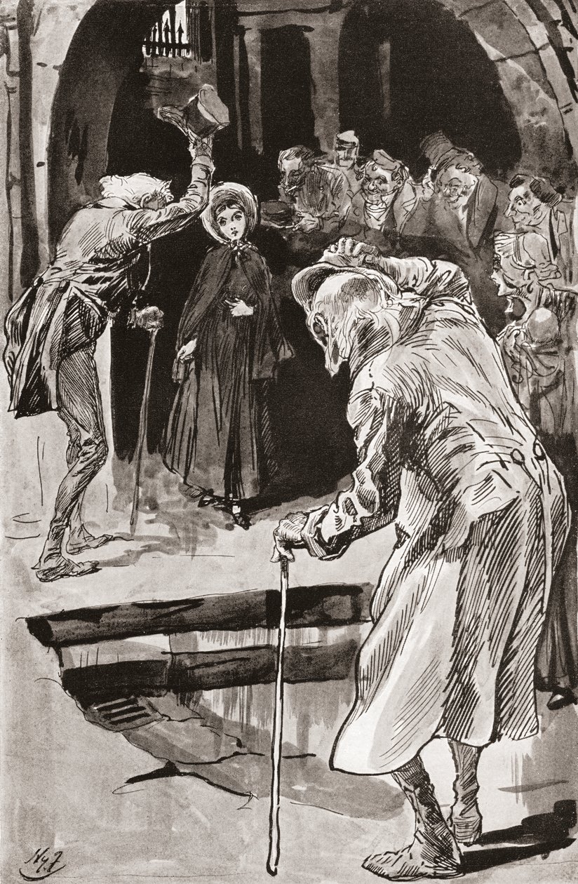 Lille Dorrit. Illustration af Harry Furniss til Charles Dickens-romanen Little Dorrit, fra The Testimonial Edition, udgivet 1910. af Harry Furniss