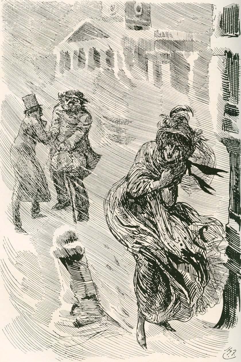 Martha den vandrer. Illustration af Harry Furniss til Charles Dickens-romanen David Copperfield, fra The Testimonial Edition, udgivet 1910. af Harry Furniss