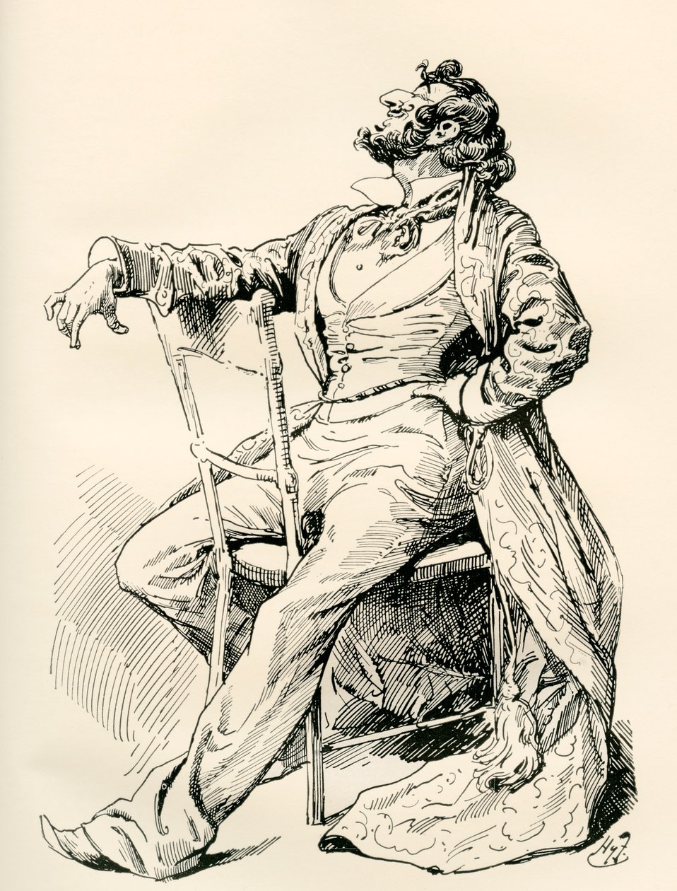 Hr. Alfred Mantalini. Illustration af Harry Furniss til Charles Dickens-romanen Nicholas Nickleby, fra The Testimonial Edition, udgivet 1910. af Harry Furniss