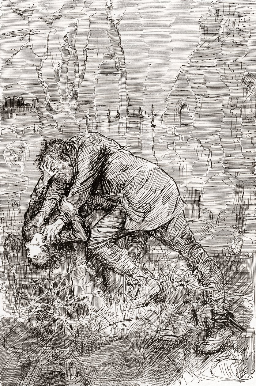 Pips kamp med den undslupne straffefange. " af Harry Furniss