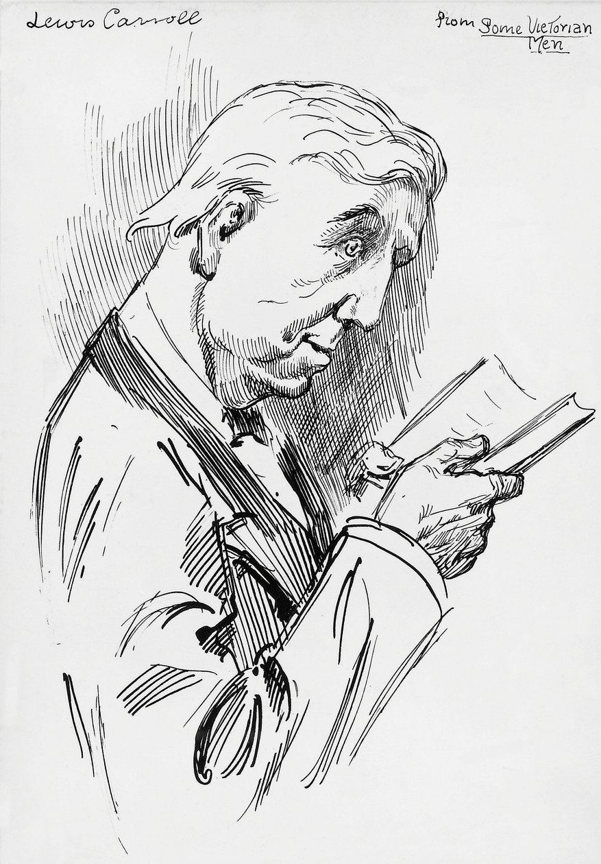 Portræt af Lewis Carroll, pseudonym for Charles Lutwidge Dodgson (Cheshire af Harry Furniss