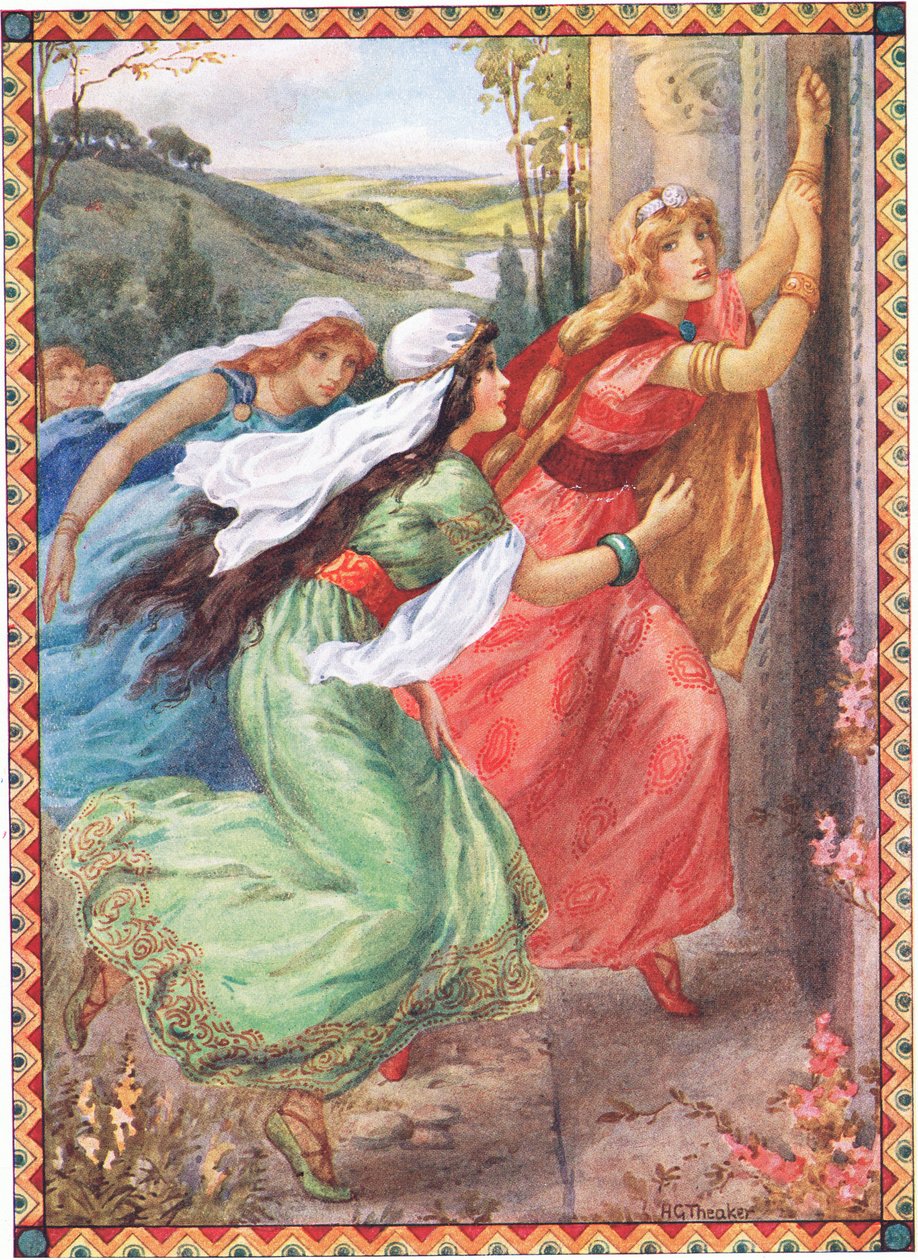 Emer nåede først frem til døren (fra Champions Portion) (farvelitografi) af Harry George Theaker