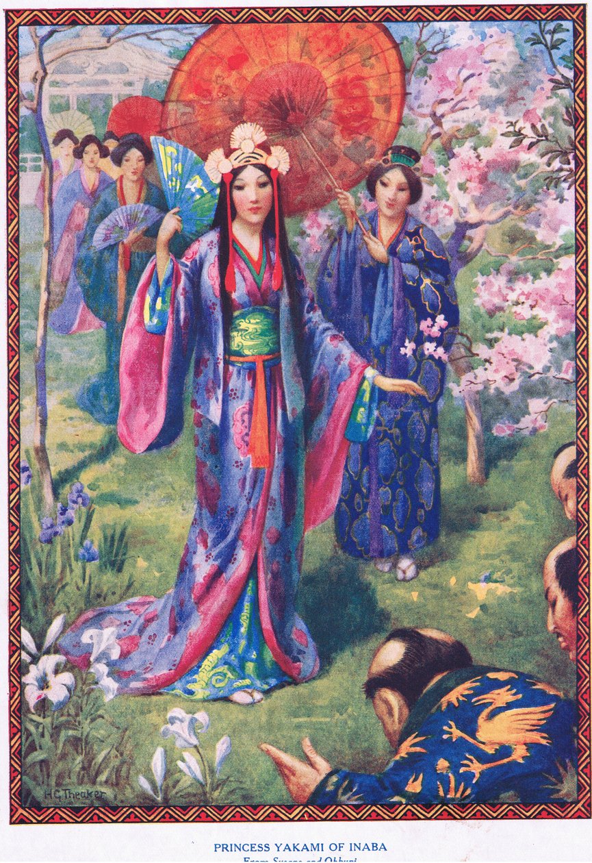 Prinsesse Yakami af Inaba (fra Susano og Ohkuni) (litografi) af Harry George Theaker