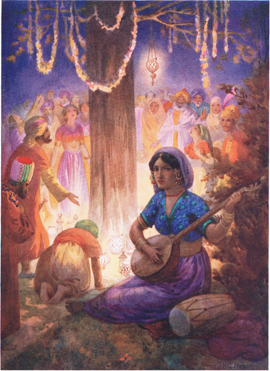 De kom med guirlander, lamper og musik. Fra kongesøjlen, illustration fra 