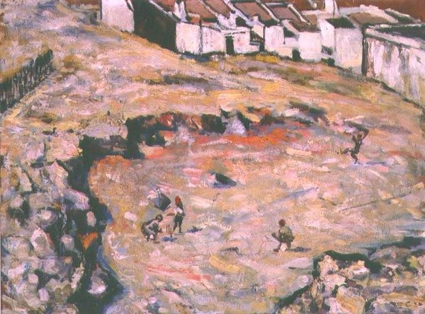 The Cricket Match (olie på hårdt bord) af Harry Stratford Caldecott