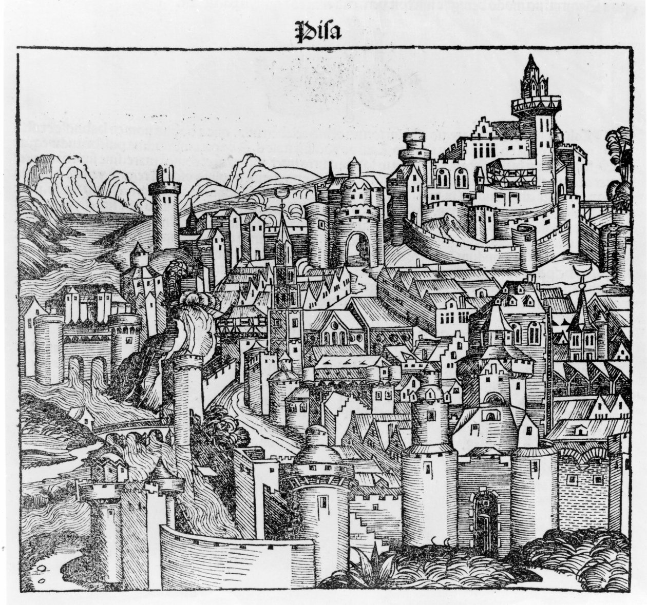 Pisa efter “Liber Chronicarum” af Hartmann Schedel. Nürnberg 1493 af Hartmann Schedel