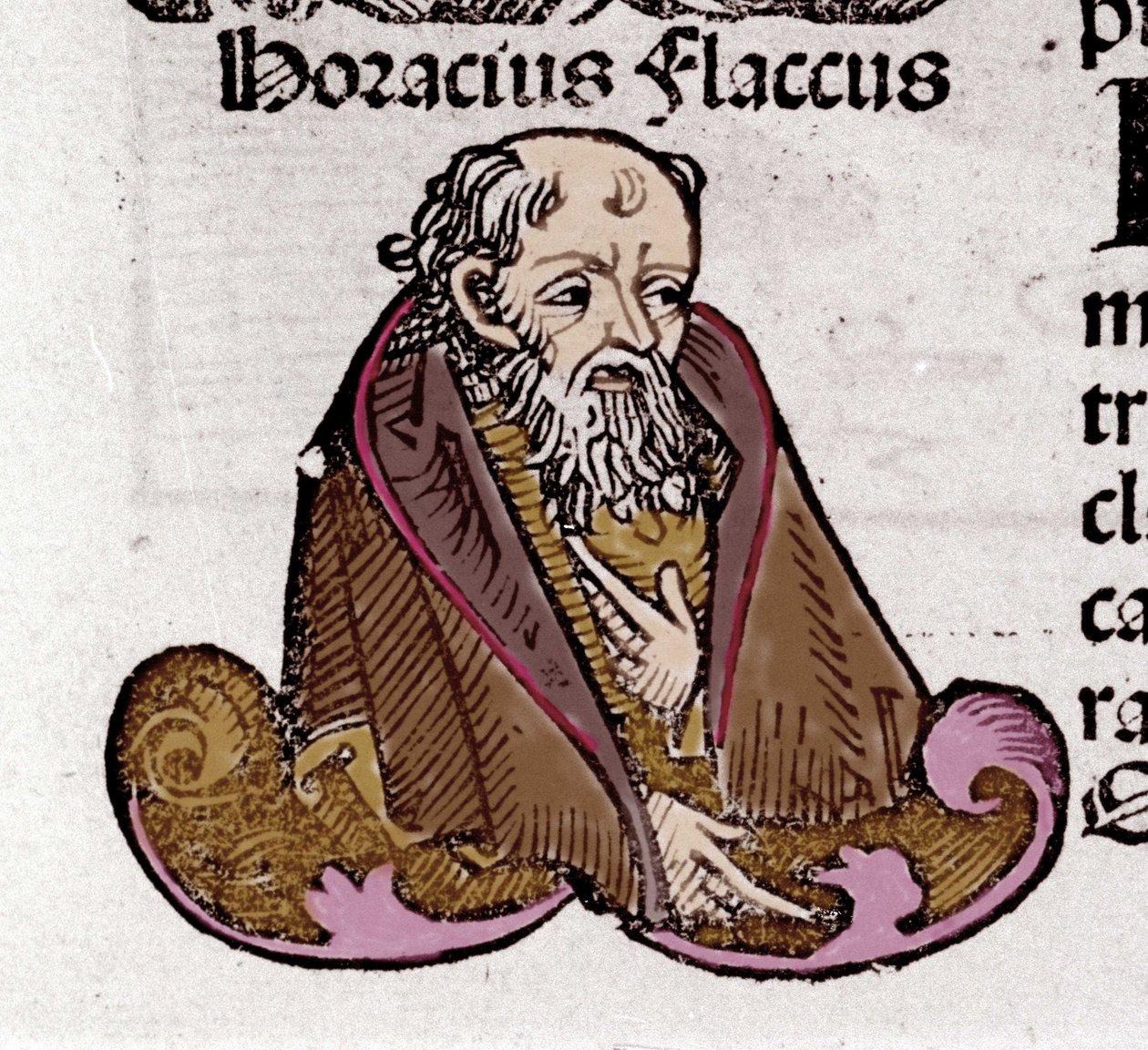 Portræt af Horace (Quintus Horatius Flaccus) (65-8 f.Kr.), latinsk digter. I "Krønikebogen" af Hartmann Schedel. 1497 af Hartmann Schedel