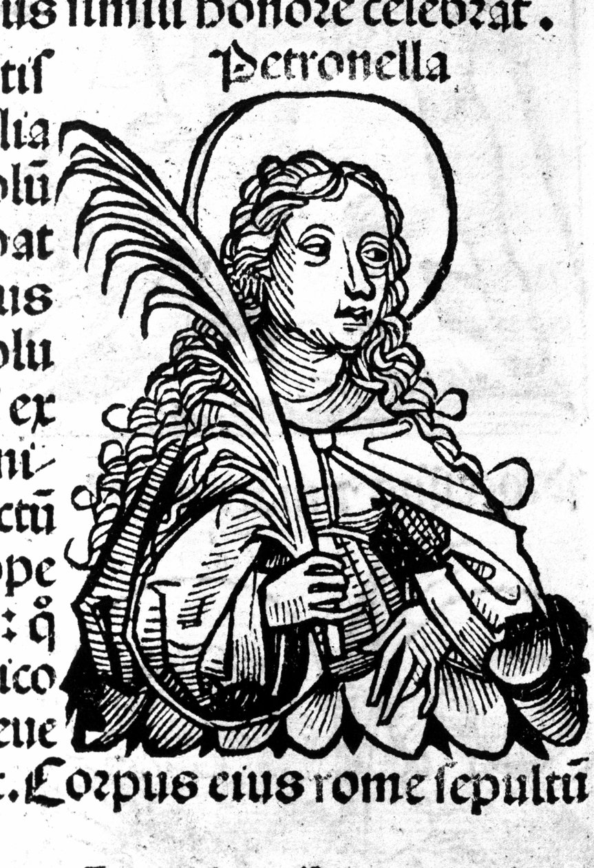 Portræt af Saint Petronilla. Xylografi efter "Nürnbergkrøniken" af Hartmann Schedel. Nürnberg 1497 af Hartmann Schedel