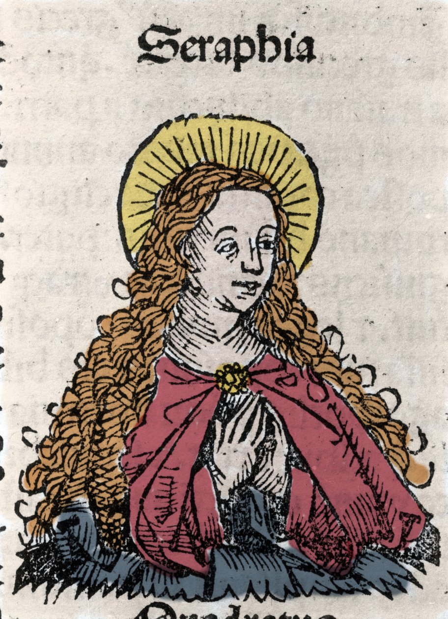 Portræt af Saint Seraphia (Serapia) (Seraphia of Syrien), kristen martyr fra det 2. århundrede. Fra "" Chronicles of Nürnberg"" af Hartmann Schedel af Hartmann Schedel