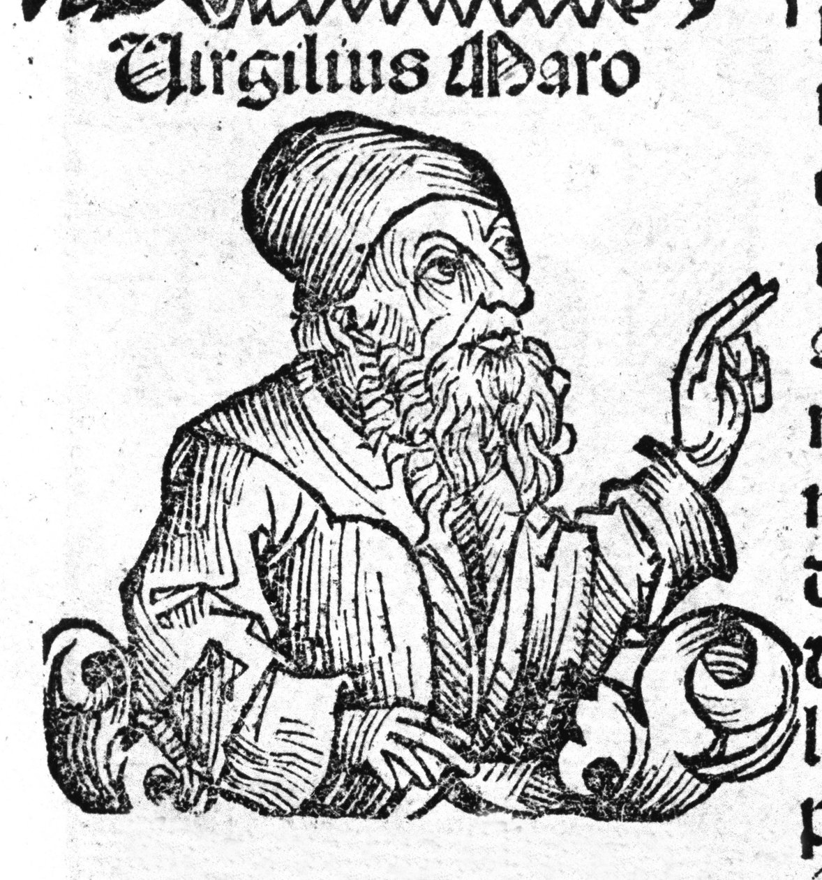 Portræt af den latinske digter Vergil (70 f.Kr. - 19 f.Kr.). Xylografi af "" Chronicles of Nürnberg"" af Hartmann Schedel af Hartmann Schedel