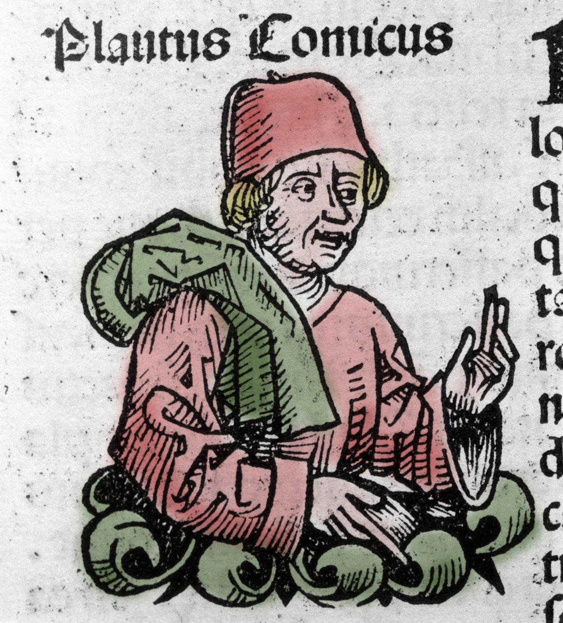 Portræt af tegneserieforfatteren Plaute (Titus Maccius Plautus) (259/251-184 f.Kr.) Xylografi af "" Chronicles of Nürnberg"" af Hartmann Schedel af Hartmann Schedel