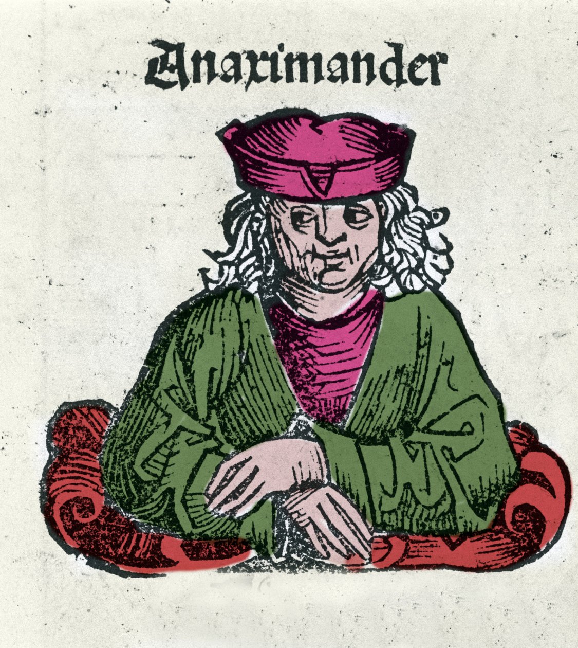 Repræsentation af Anaximandros eller Anaximander De Miletus (610 - 547 f.Kr.), græsk filosof, matematiker og astronom Xylography of "" Chronicles of Nürnberg"" af Hartmann Schedel af Hartmann Schedel