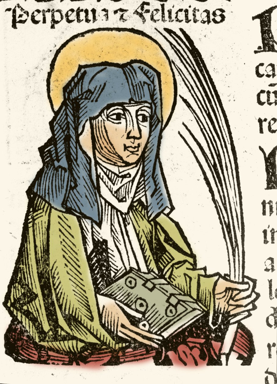 Repræsentation af Saint Perpetuus, martyrium i Kartago. xylografi af Hartmann Schedel "" Chronicles of Nürnberg"" 1493. af Hartmann Schedel