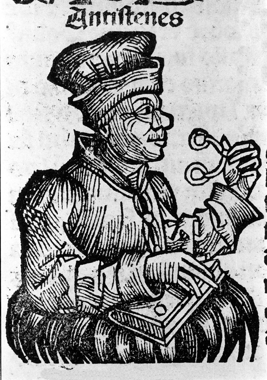 Den græske filosof Antisthene (444-365 f.Kr.). Xylografi af "" Chronicles of Nürnberg"" af Hartmann Schedel af Hartmann Schedel