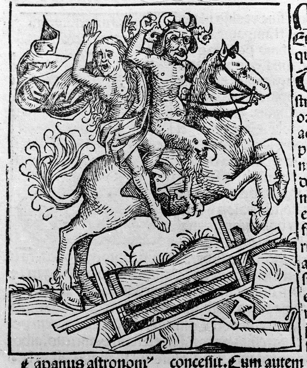Kongen, heksen og Berkeley-tudsen af William af Malmesbury "" Repræsentation af Berkeley-heksen opgravet fra kisten af dæmonerne""" Indgravering fra Hartmann Schedel "" Liber chronicarum"" Nürnberg 1493 af Hartmann Schedel