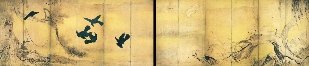 Krager og hejrer (vigtig kulturel ejendom) af Hasegawa Tohaku