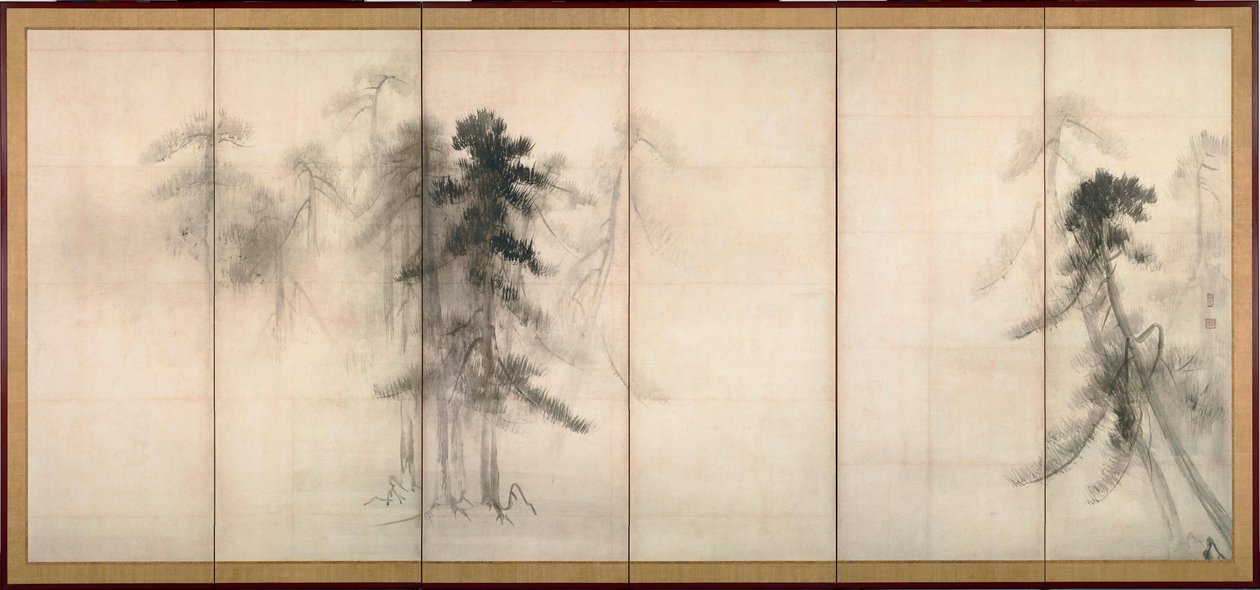 ""fyr"" Blæk på papir af Tohaku Hasegawa (1539-1610) 1500-tallet Dim 156x356 cm Japan Tokyo National Museum af Hasegawa Tohaku