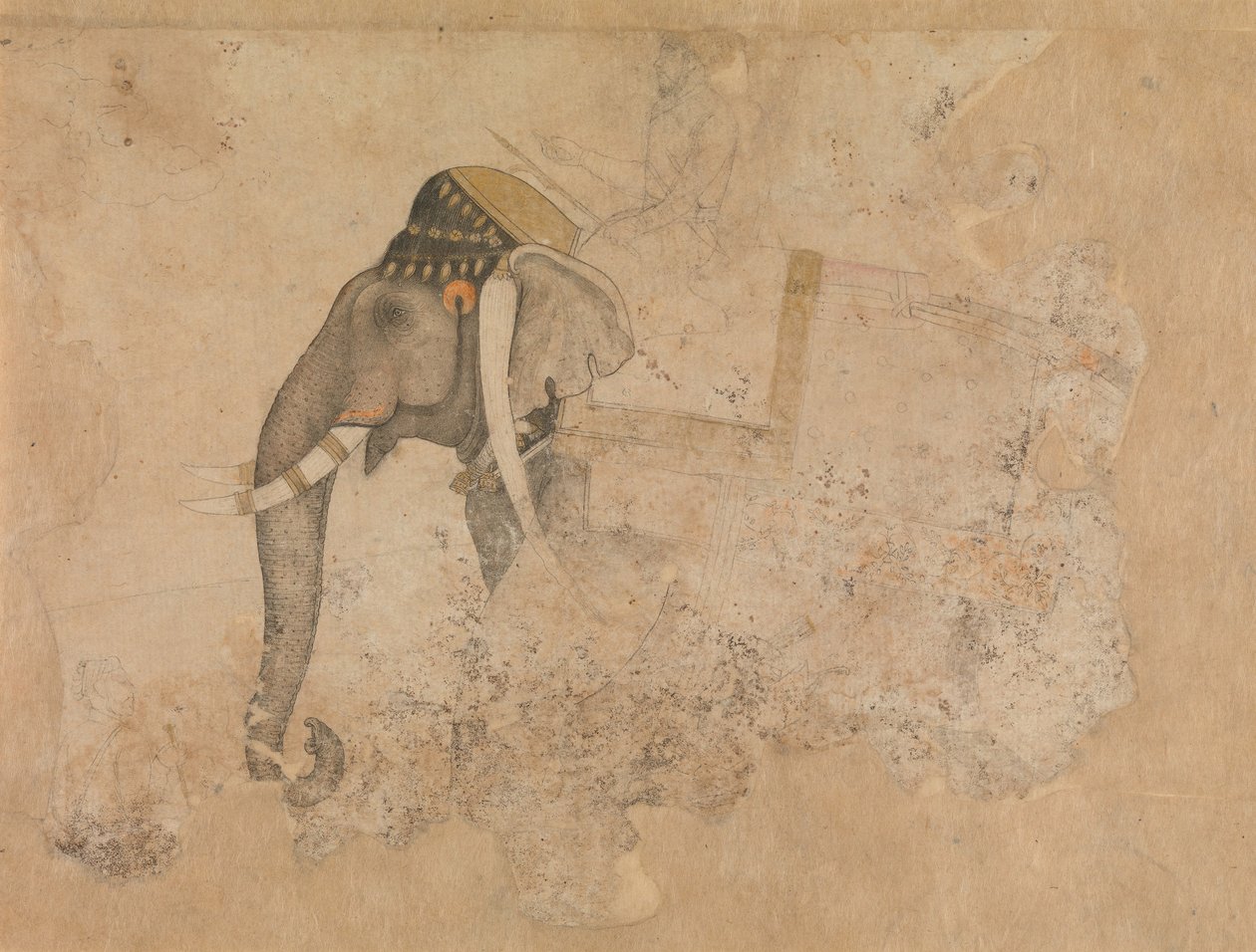 Elefant og rytter, ca. 1640. af Hashim.