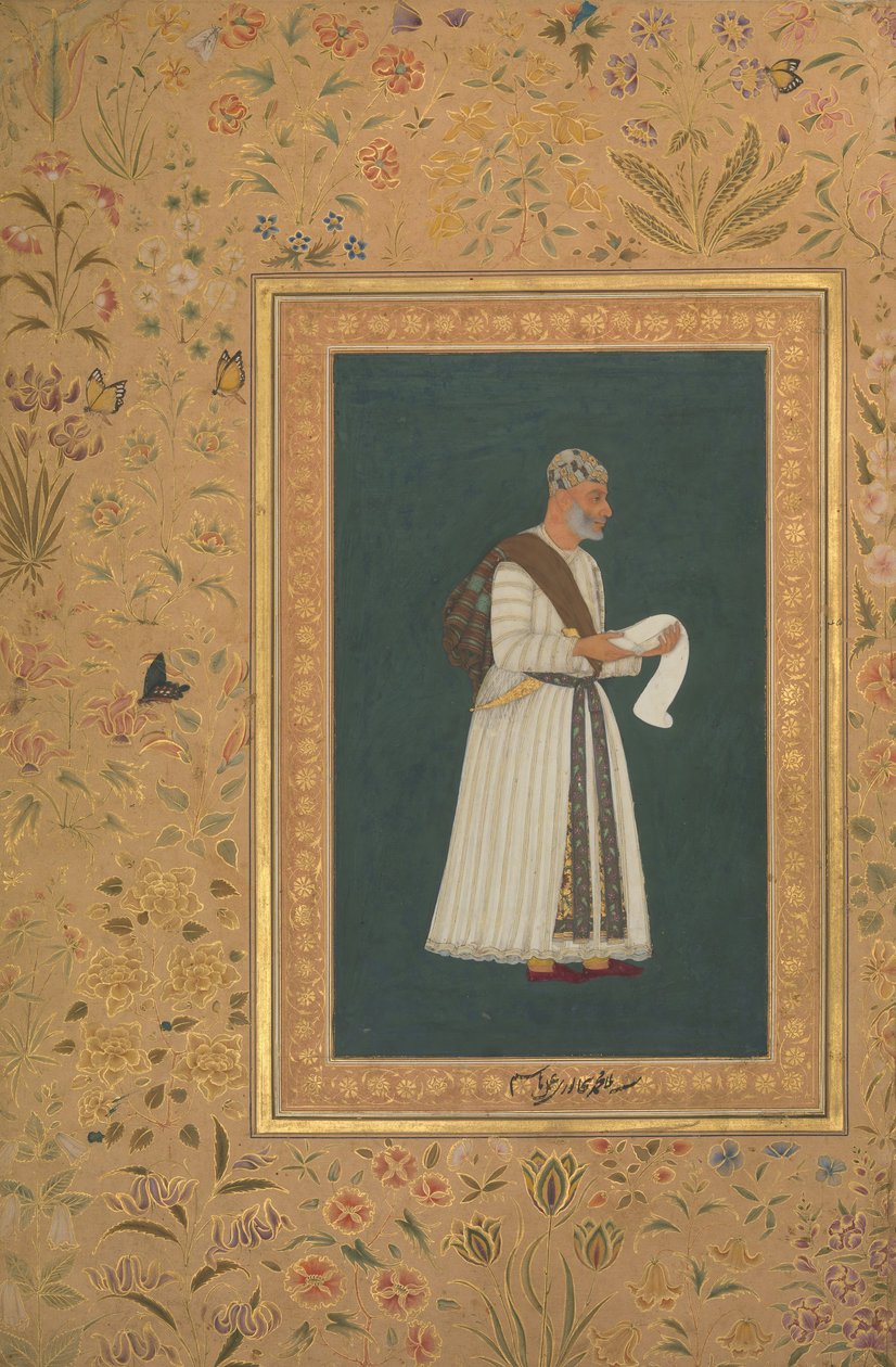 Portræt af Mulla Muhammad Khan Vali fra Bijapur, Folio fra Shah Jahan Album, recto: ca. 1620 af Hashim