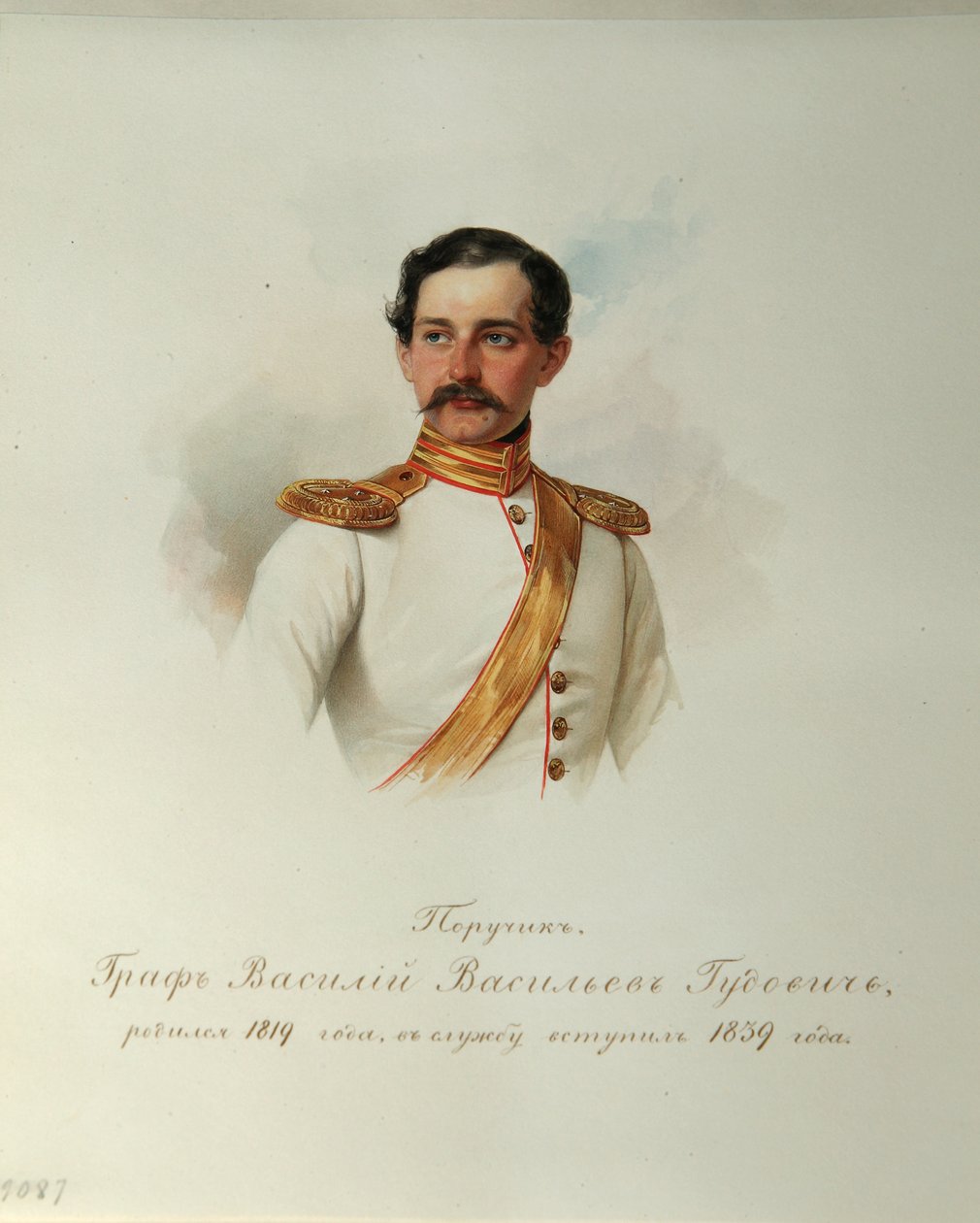 Portræt af grev Vasily Vasilyevich Gudovich 1819-1886 fra albummet af de kejserlige hestevagter, 1846-1849 af Hau