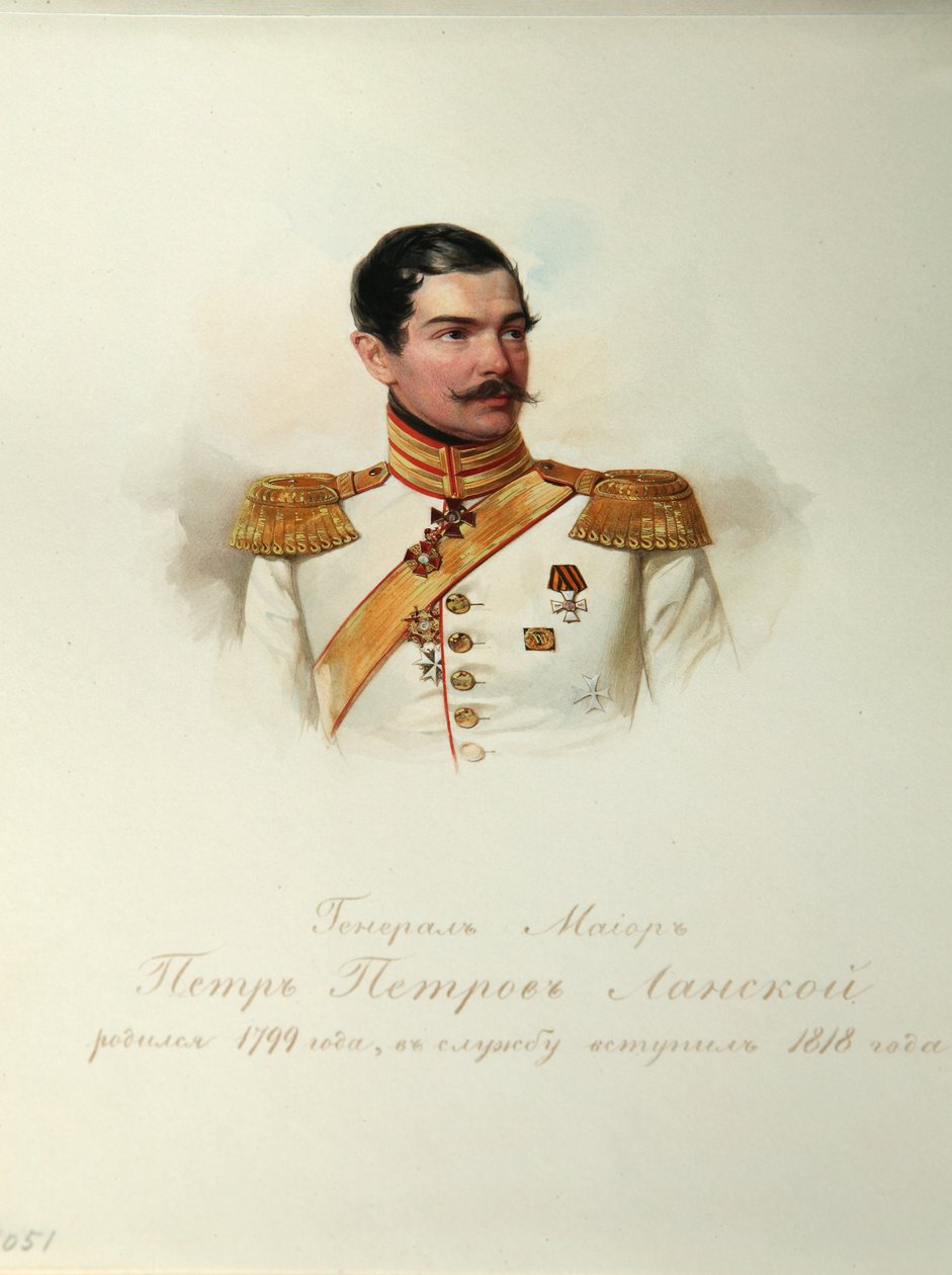 Portræt af general Pyotr Petrovich Lanskoy 1799-1877 fra albummet af de kejserlige hestevagter, 1846-1849 af Hau