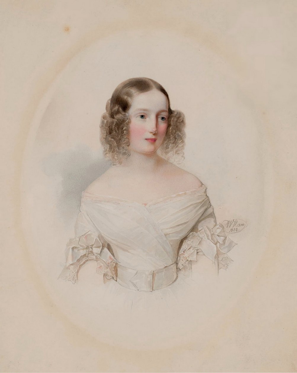 Portræt af storhertuginde Olga Nikolaevna af Rusland 1822-1892, dronning af Württemberg, 1838 af Hau