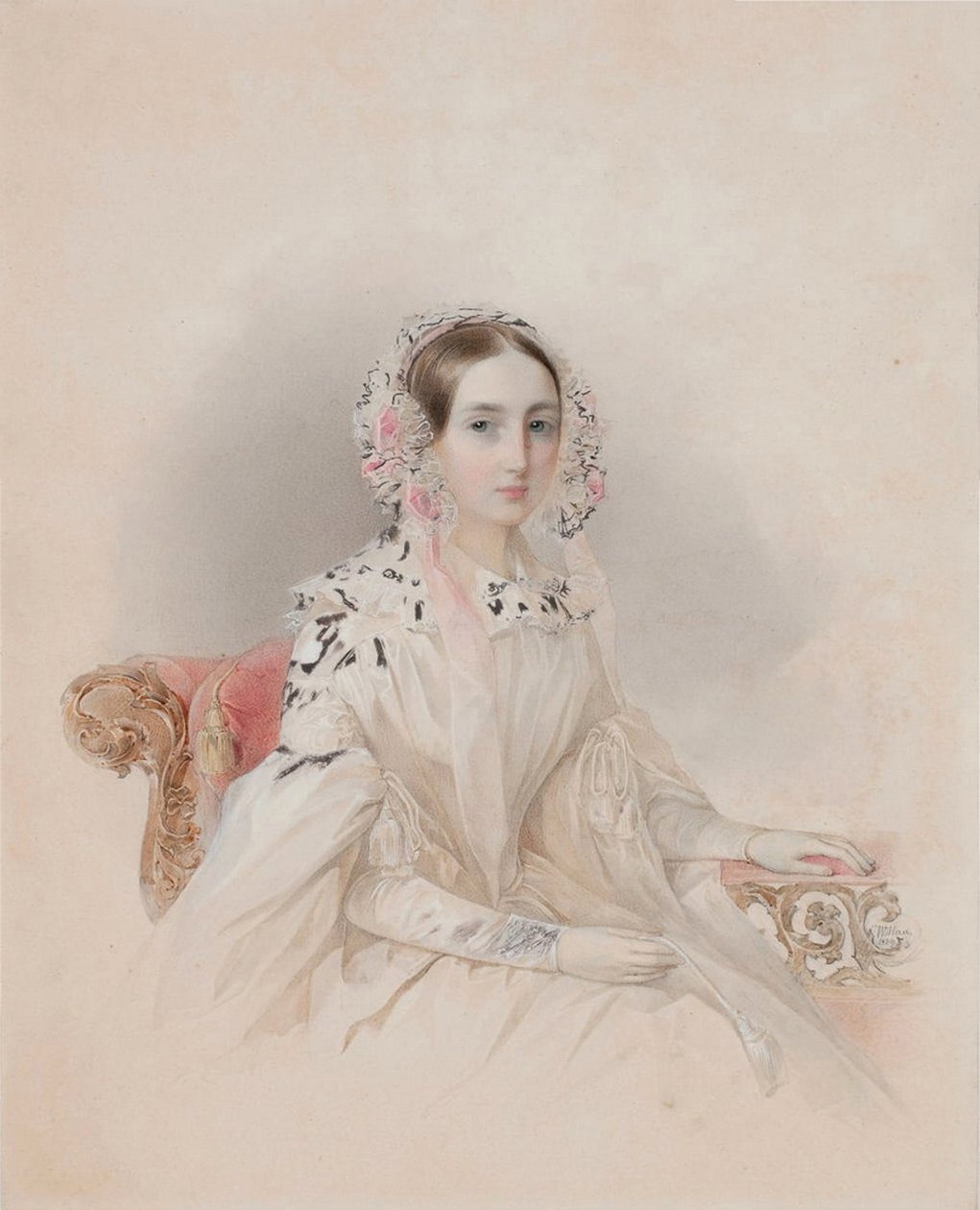 Portræt af prinsesse Therese af Nassau-Weilburg 1815-1871, 1838 af Hau