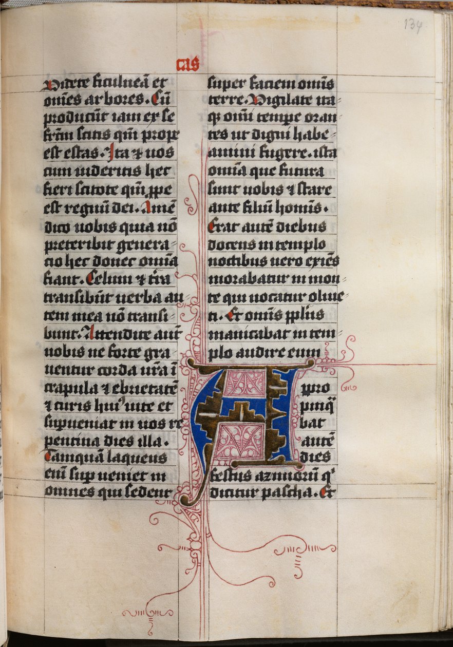 Evangeliebog med evangelistportrætter: Dekoreret initial af Hausbuch Master