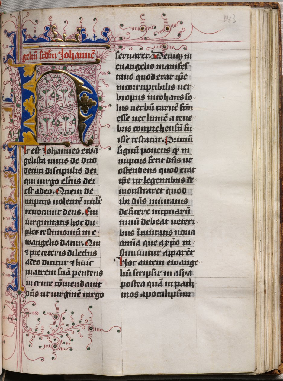 Evangeliebog med evangelistportrætter: Dekoreret initial af Hausbuch Master