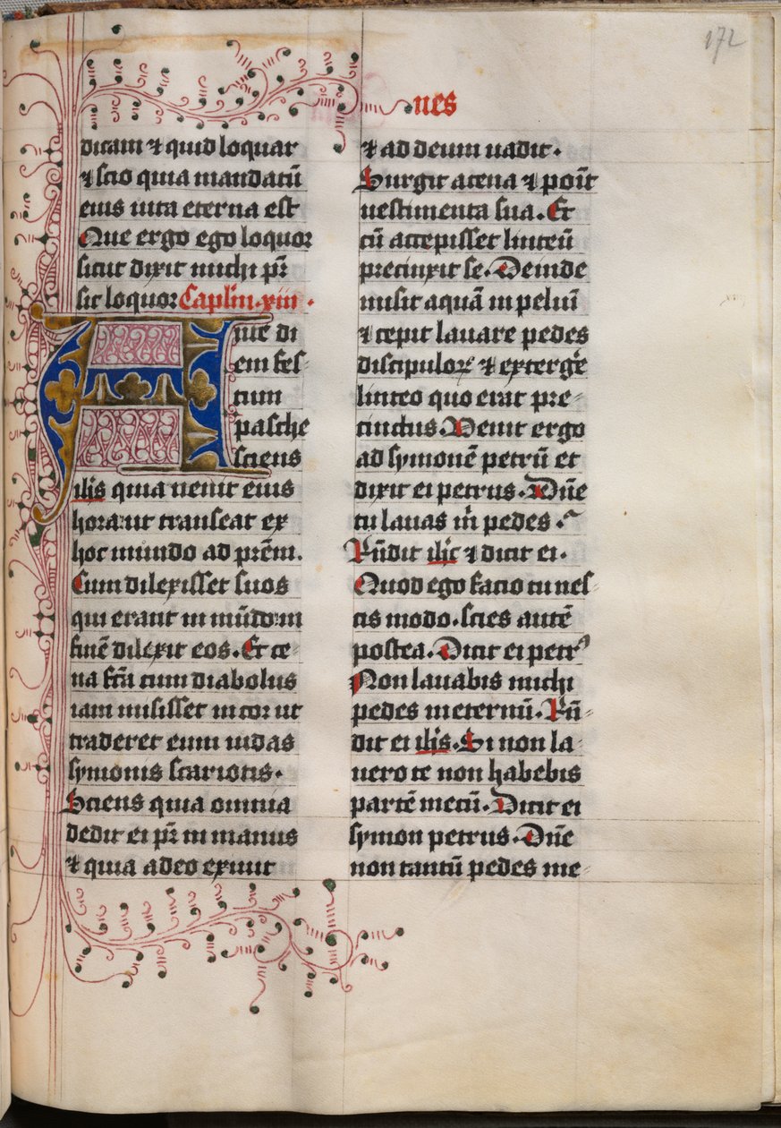 Evangeliebog med evangelistportrætter: Dekoreret initial af Hausbuch Master