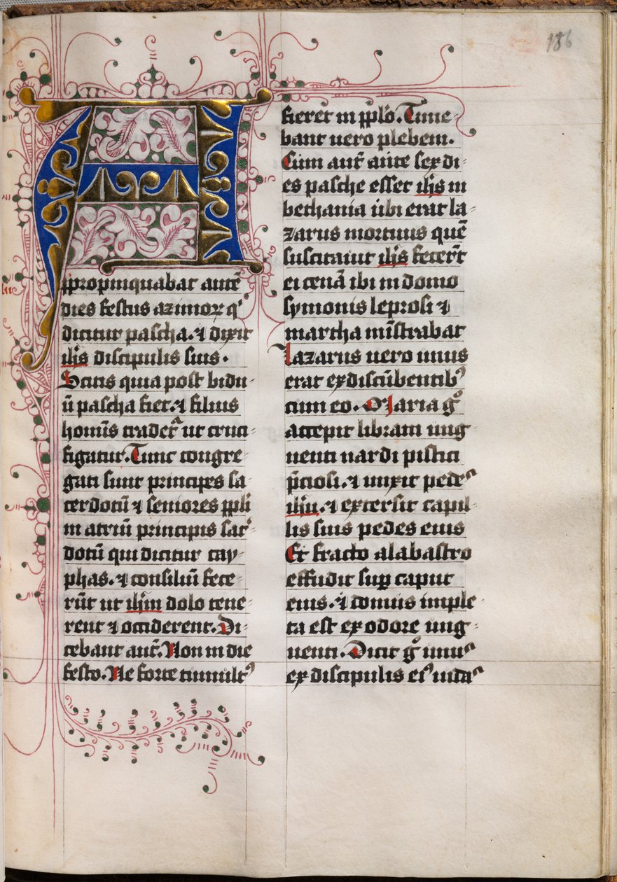 Evangeliebog med evangelistportrætter: Dekoreret initial af Hausbuch Master