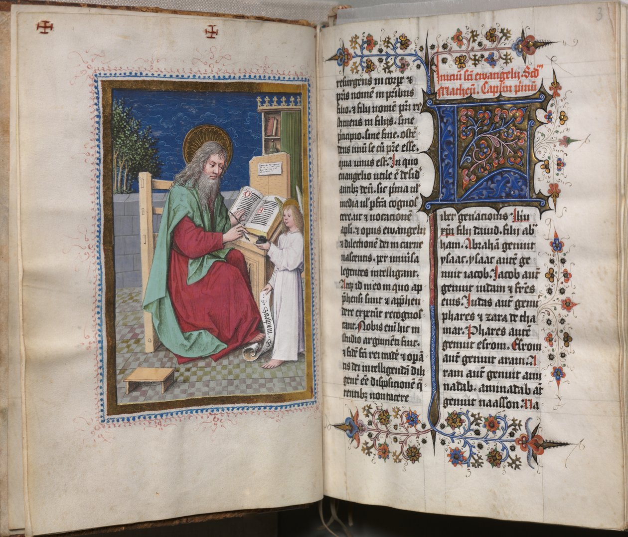 Evangeliebog med evangelistportrætter: Dekoreret initial af Hausbuch Master