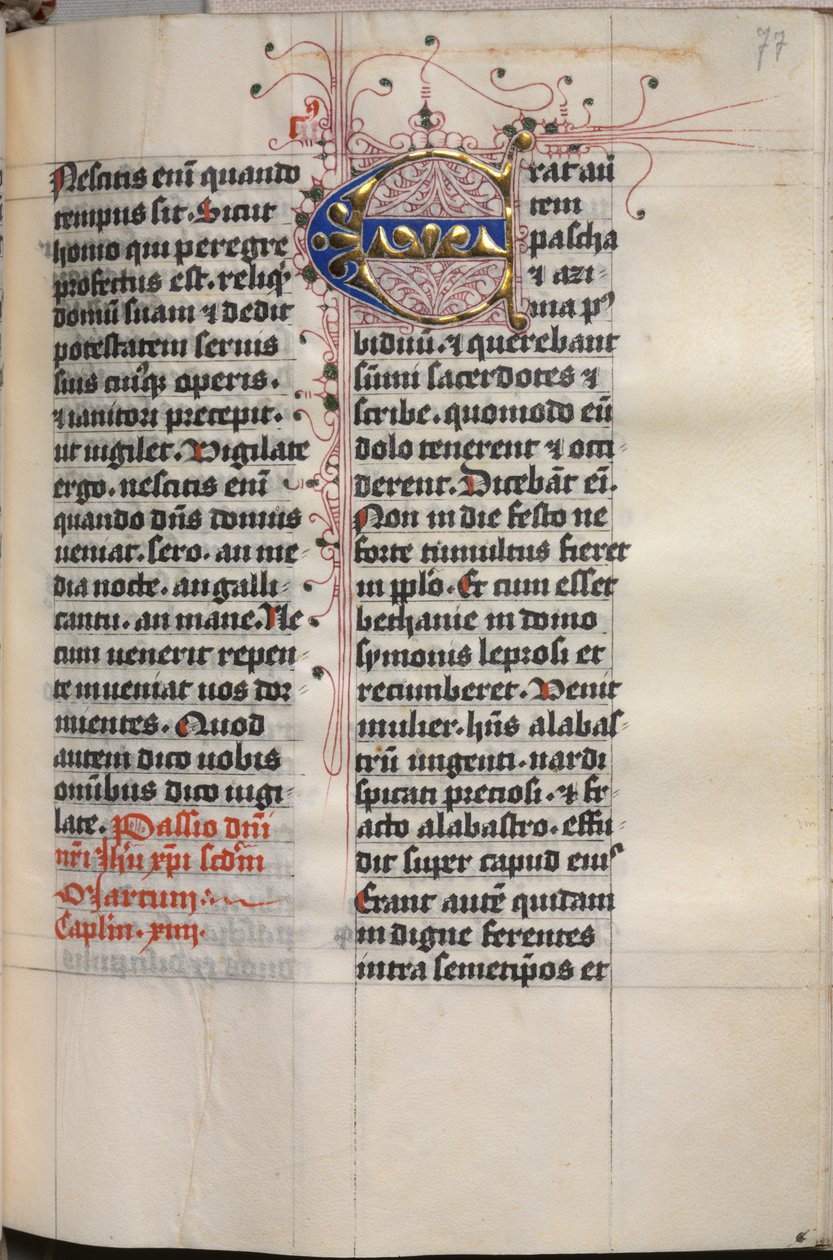 Evangeliebog med evangelistportrætter: Dekoreret initial af Hausbuch Master