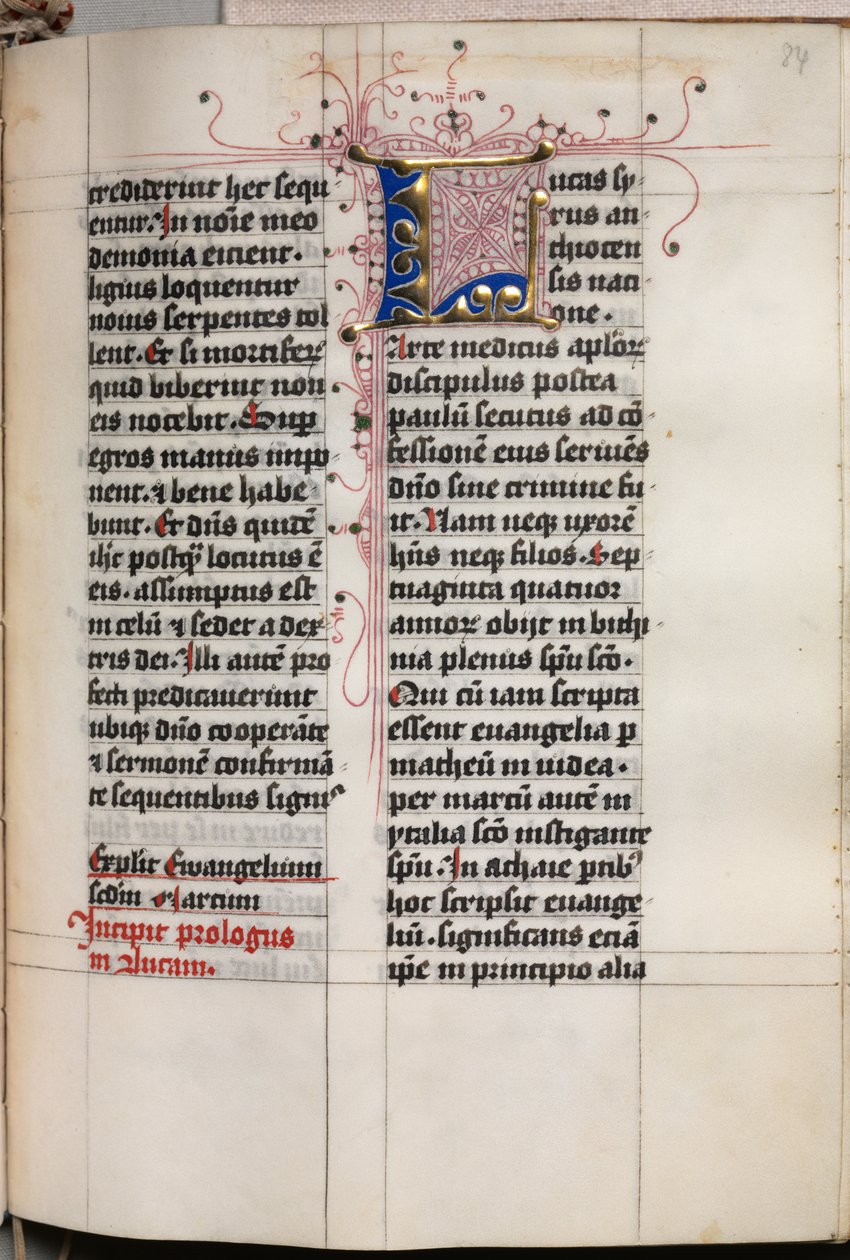 Evangeliebog med evangelistportrætter: Dekoreret initial af Hausbuch Master